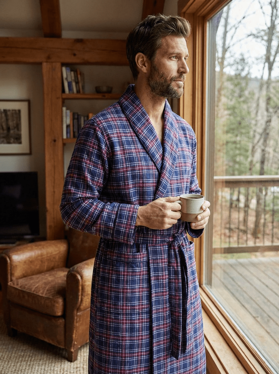 Flannel People Men's Flannel Robe bathrobes La Vie Bien Flannel People Men's Flannel Robe