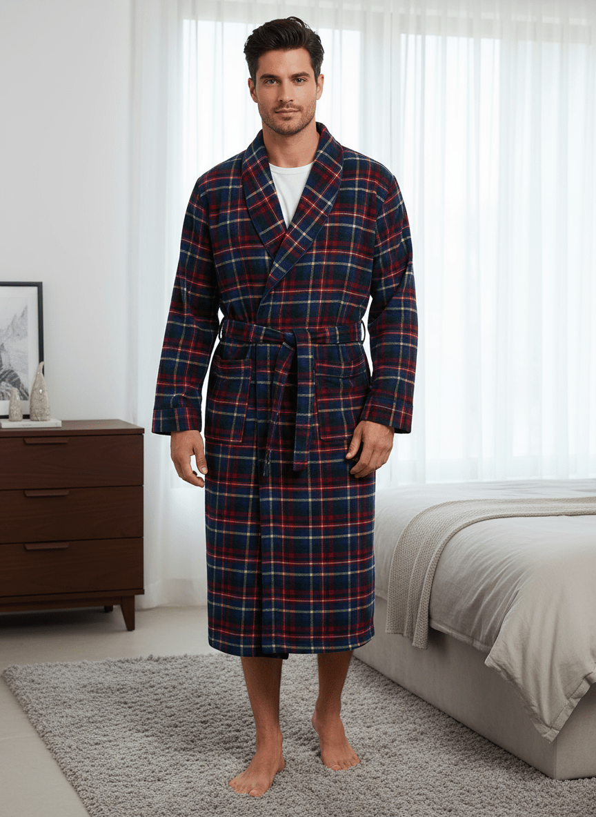 Flannel People Men's Flannel Robe bathrobes La Vie Bien Flannel People Men's Flannel Robe