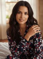 Flannel People Women Pajamas Set - 100% Cotton Flannel Pajamas Women Warm PJs Set - Magnolia - Navy-Red pajama-sets La Vie Bien Flannel People Women Pajamas Set - 100% Cotton Flannel Pajamas Women Warm PJs Set - Magnolia - Navy-Red