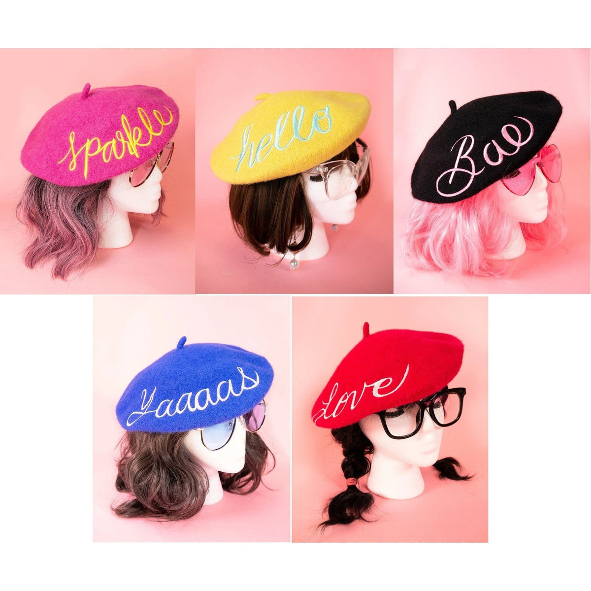 FLASH SALE: Embroidered Berets in 5 Fun Colors and Sayings | Wool and Nylon Hat La Vie Bien FLASH SALE: Embroidered Berets in 5 Fun Colors and Sayings | Wool and Nylon