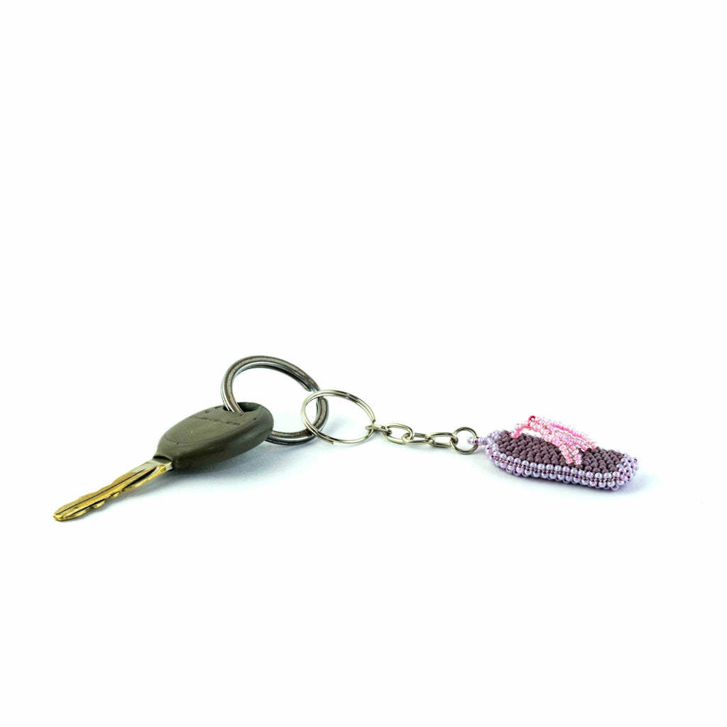 Flip Flop Seed Bead Keychain - Mexico Keychains La Vie Bien Flip Flop Seed Bead Keychain - Mexico