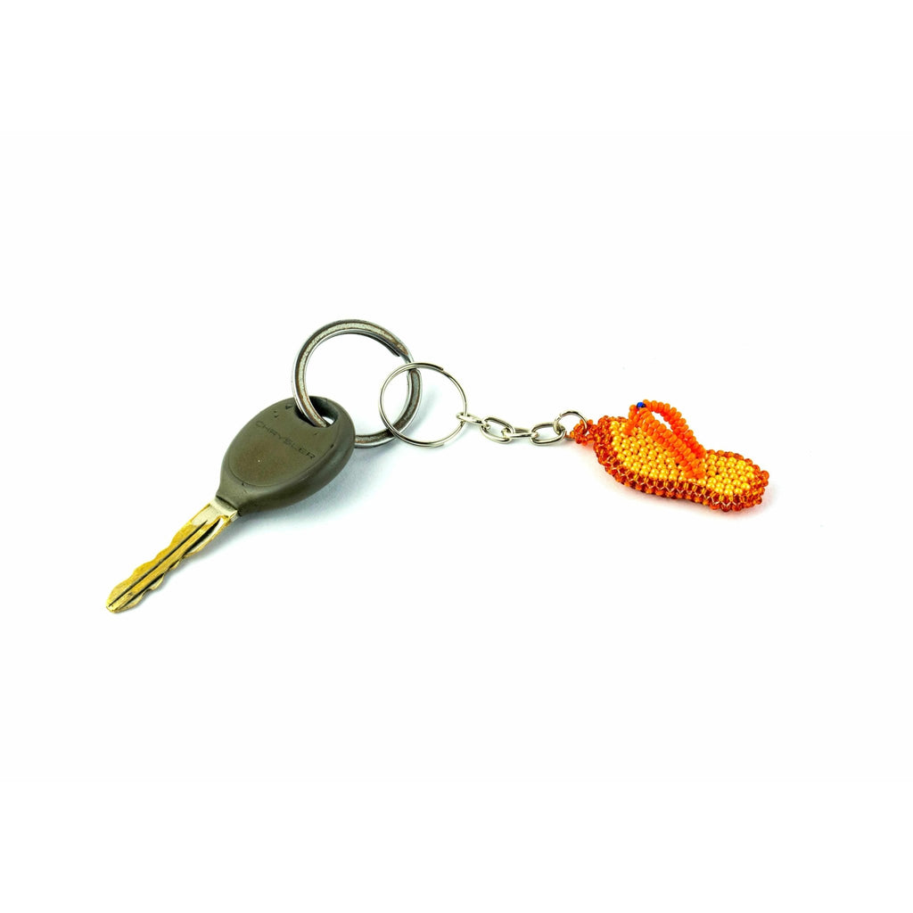 Flip Flop Seed Bead Keychain - Mexico Keychains La Vie Bien Flip Flop Seed Bead Keychain - Mexico