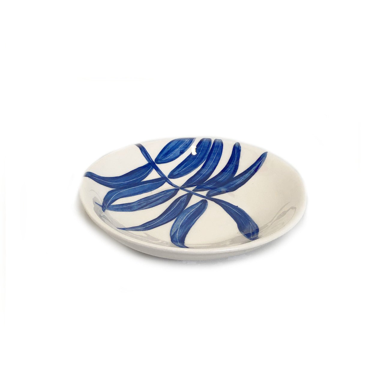 Floating Leaves Dessert Plate - Blue La Vie Bien Floating Leaves Dessert Plate - Blue