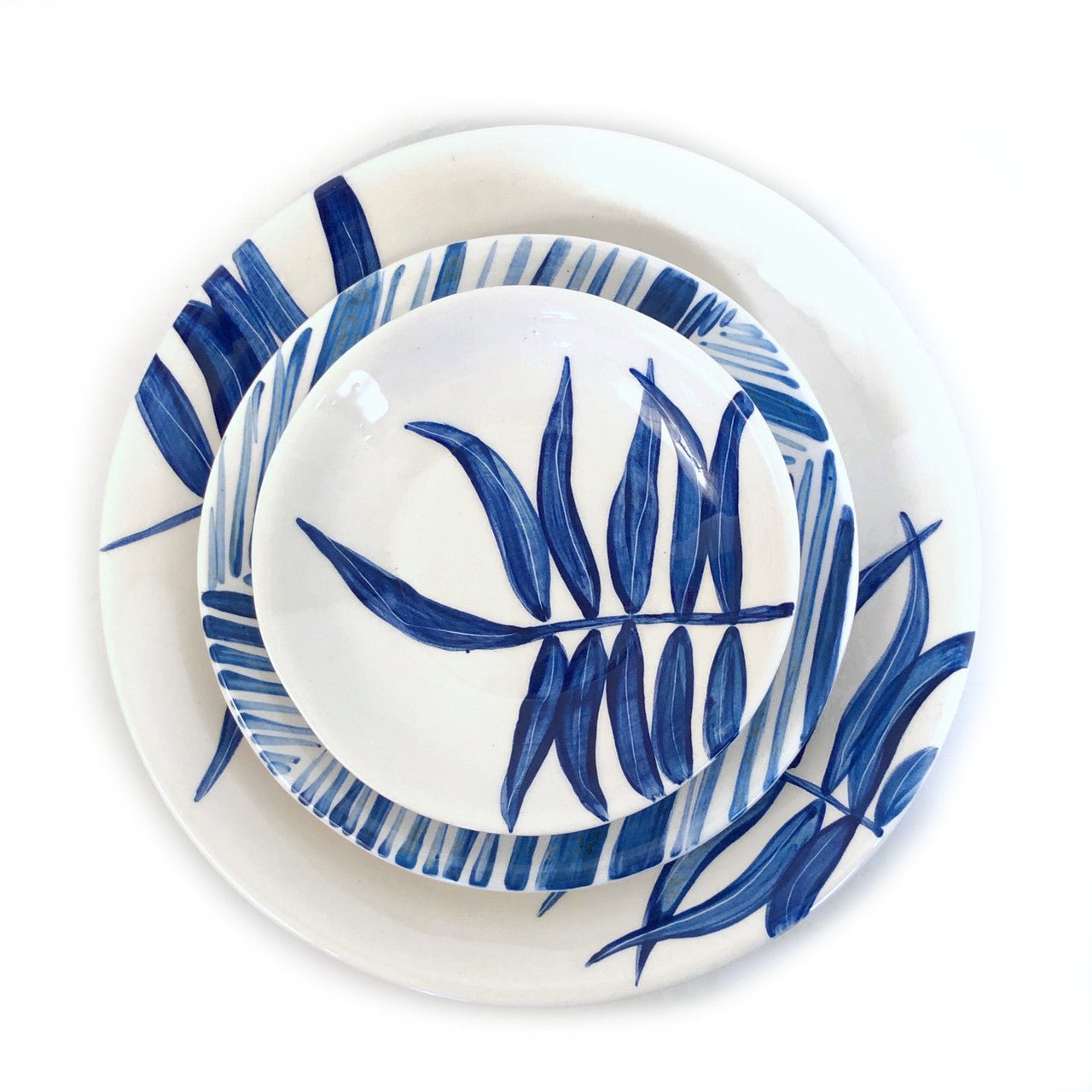 Floating Leaves Dessert Plate - Blue La Vie Bien Floating Leaves Dessert Plate - Blue