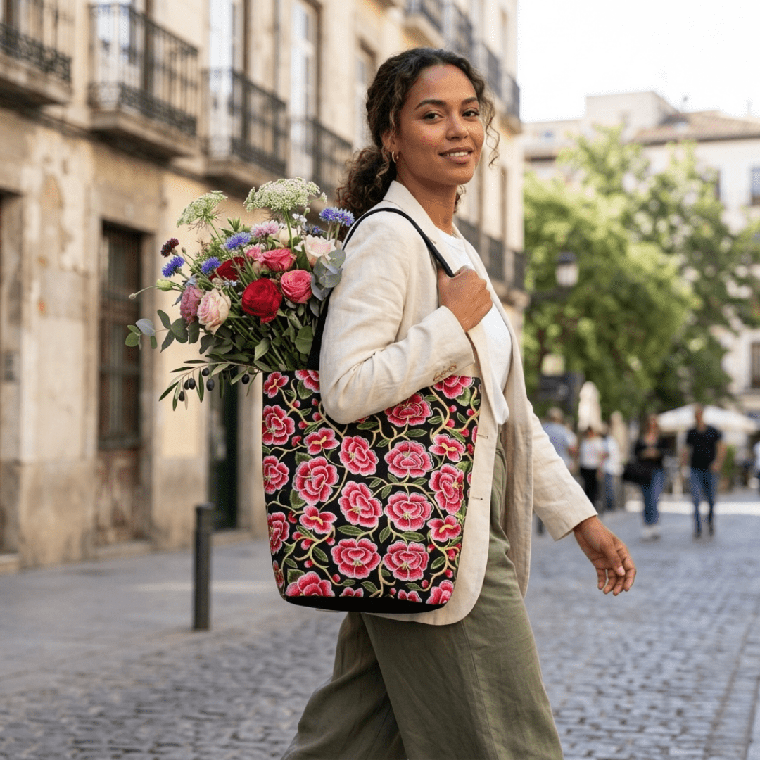 Flor Embroidered Flower Shoulder Bag - Thailand Bags La Vie Bien Flor Embroidered Flower Shoulder Bag - Thailand