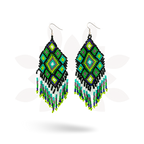 Flor Geometric Seed Bead Boho Fringe Earrings - Guatemala Jewelry La Vie Bien Flor Geometric Seed Bead Boho Fringe Earrings - Guatemala