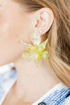 Flora Statement Earrings - Neon Yellow Clouds