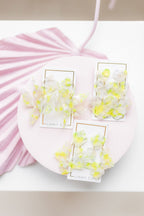 Flora Statement Earrings - Neon Yellow Clouds