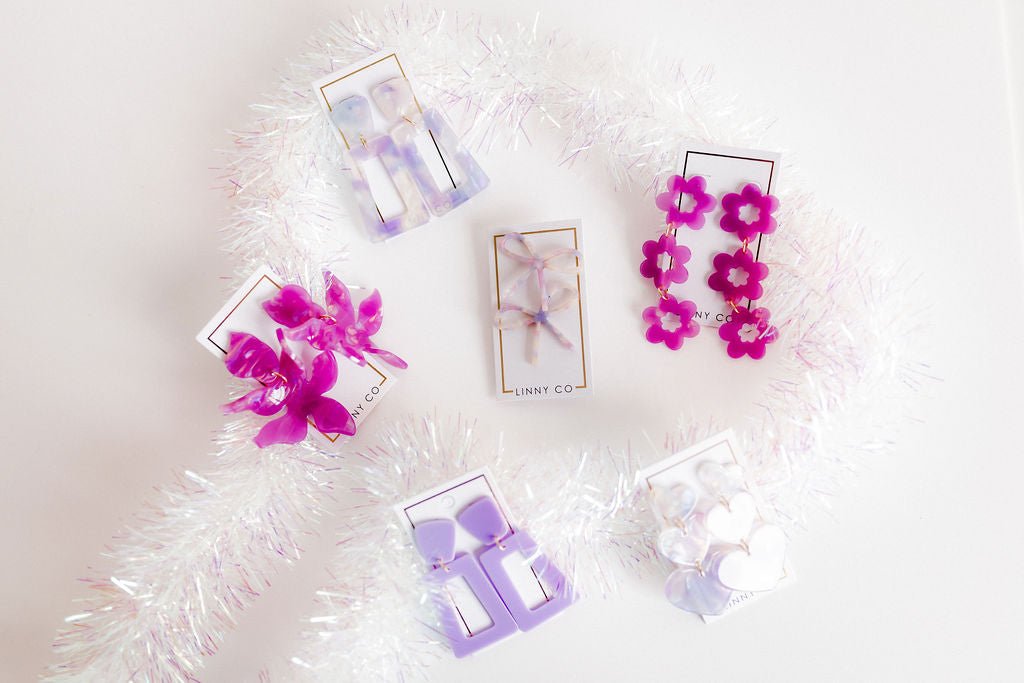 Flora Statement Earrings - Orchid Purple
