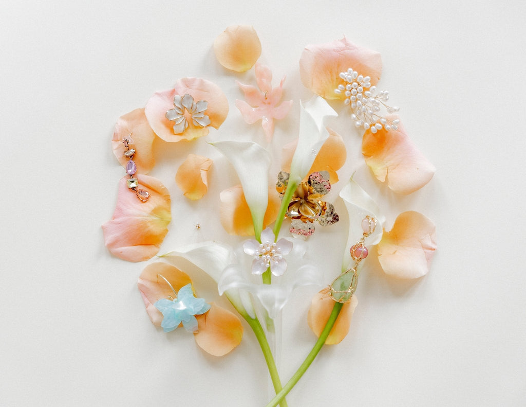 Flora Statement Earrings - Peach Bellini