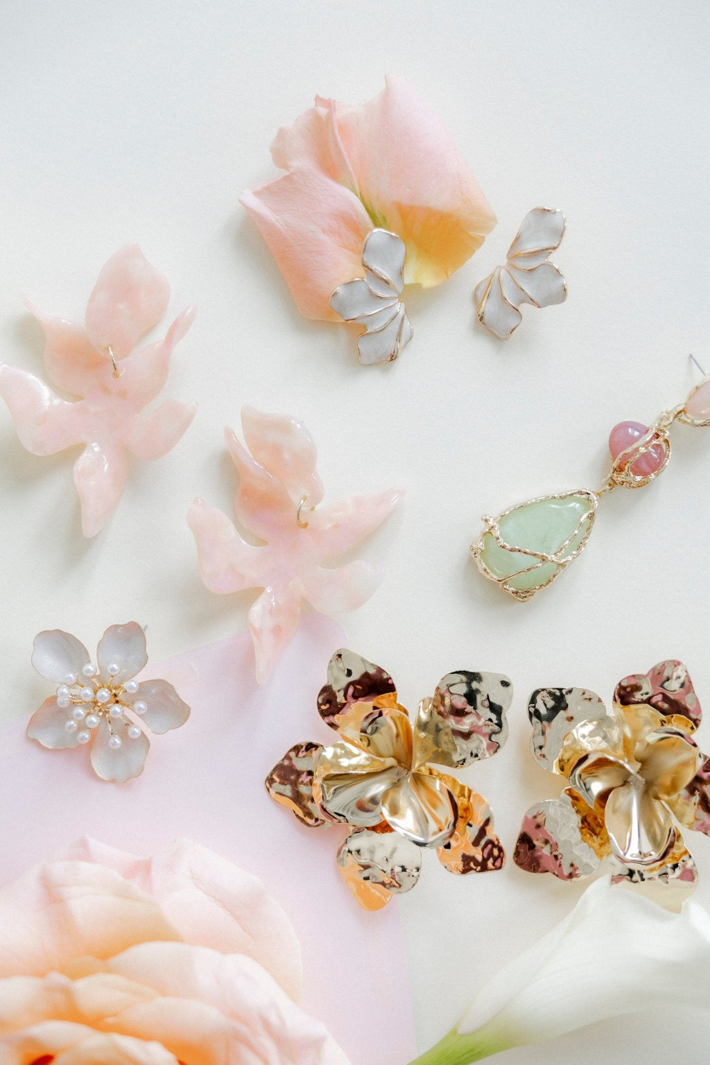 Flora Statement Earrings - Peach Bellini