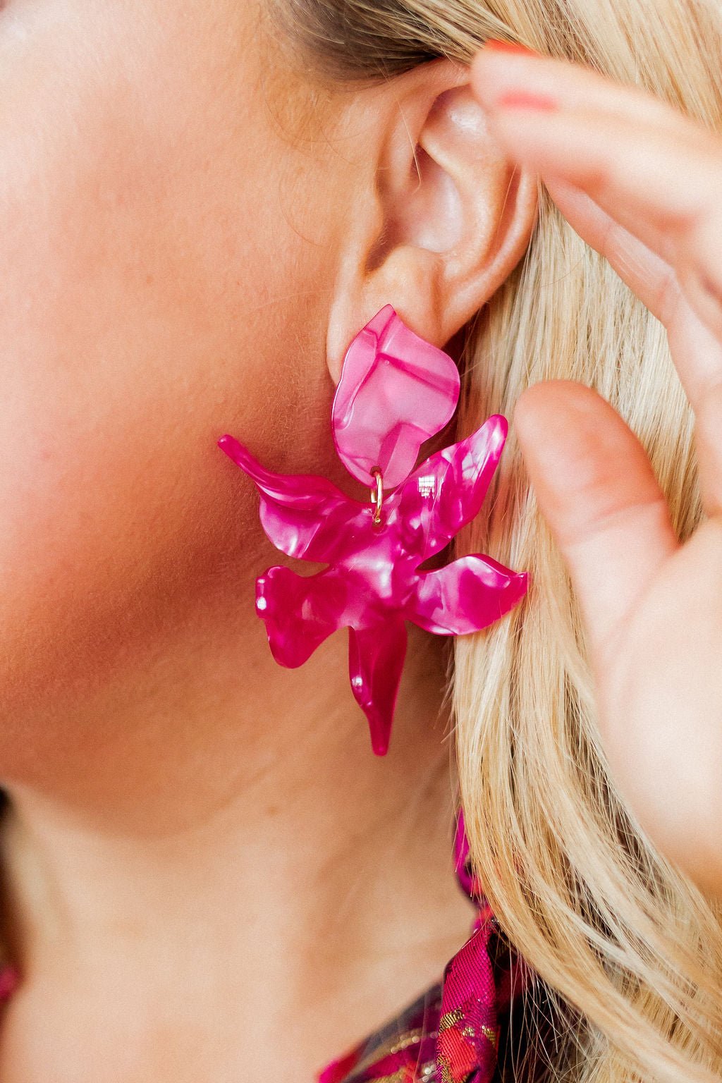 Flora Statement Earrings - Pearlized Pink