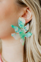 Flora Statement Earrings - Teal Seaglass