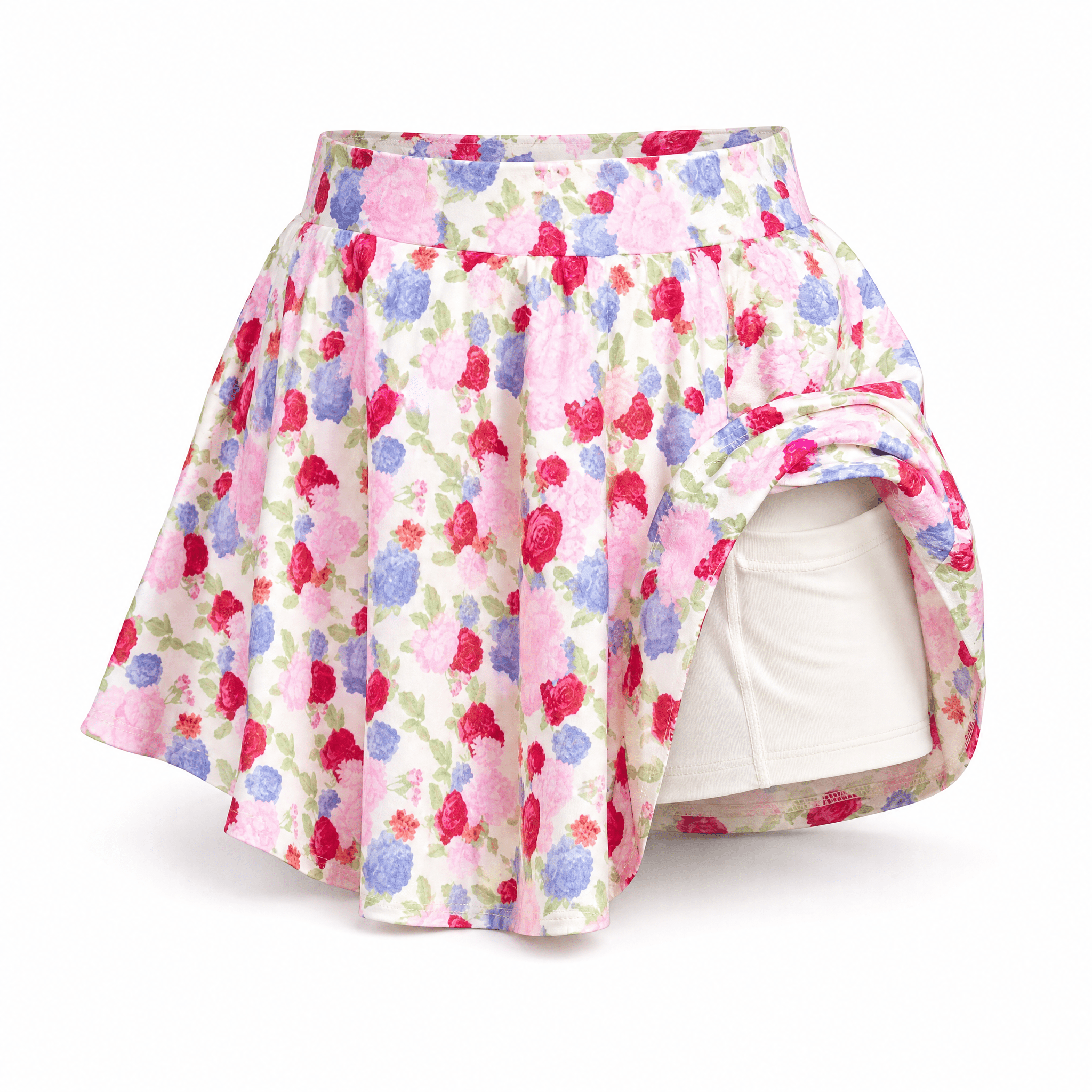Floral Athletic Skirt with Built-in Undershorts | Pink & Blue Floral Print Skort [Sizes SM-M] Skirt La Vie Bien Floral Athletic Skirt with Built-in Undershorts | Pink & Blue Floral Print Skort [Sizes SM-M]