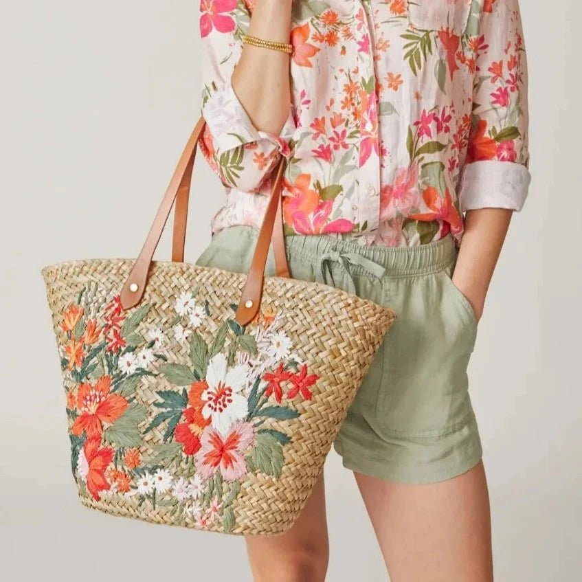 Floral Basket Tote - Alljoy Landing Purses & Bags La Vie Bien Floral Basket Tote - Alljoy Landing