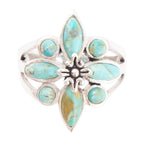 Floral Blue Turquoise and Sterling Silver Statement Ring Rings La Vie Bien Floral Blue Turquoise and Sterling Silver Statement Ring