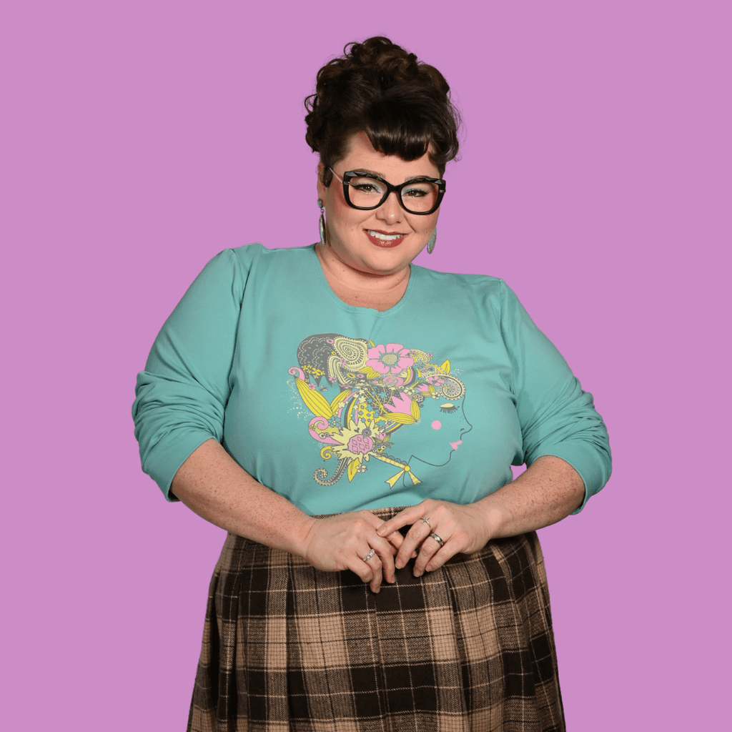 Floral Bouffant Pullover in Catalina Blue Sweatshirt La Vie Bien Floral Bouffant Pullover in Catalina Blue