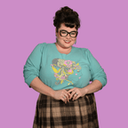 Floral Bouffant Pullover in Catalina Blue Sweatshirt La Vie Bien Floral Bouffant Pullover in Catalina Blue