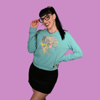 Floral Bouffant Pullover in Catalina Blue Sweatshirt La Vie Bien Floral Bouffant Pullover in Catalina Blue