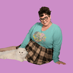 Floral Bouffant Pullover in Catalina Blue Sweatshirt La Vie Bien Floral Bouffant Pullover in Catalina Blue