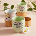 Floral Ceramic Mug with Bamboo Base by The Bullish Store