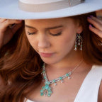 Floral Chandelier Blue Turquoise and Sterling Silver Earrings by Barse Jewelry