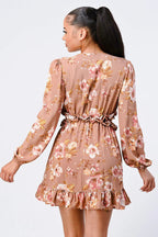 FLORAL CHIFFON V - NECK MINI DRESS Dress La Vie Bien FLORAL CHIFFON V - NECK MINI DRESS