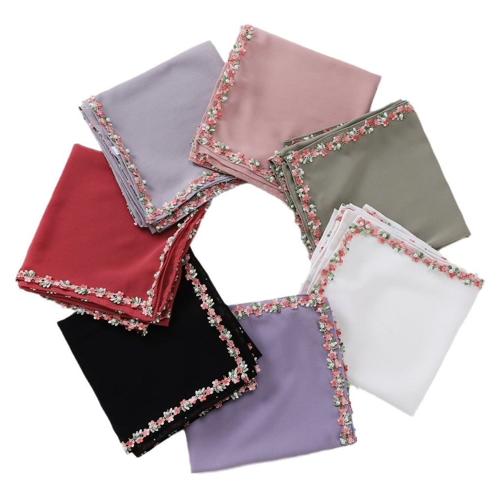Floral Embellished Chiffon Hijab Scarf (MH221)