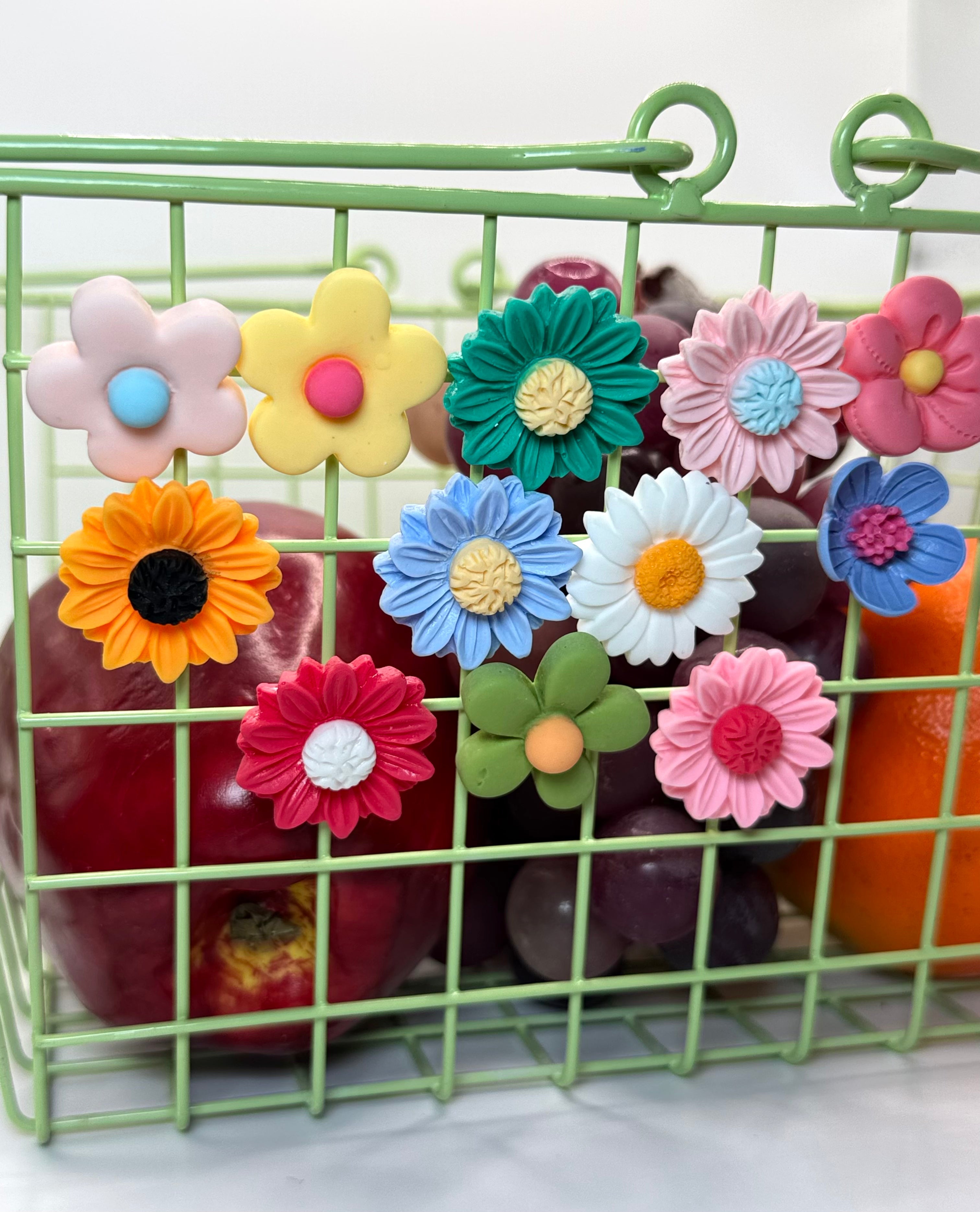 Colorful Flower Magnets (Set of 3)