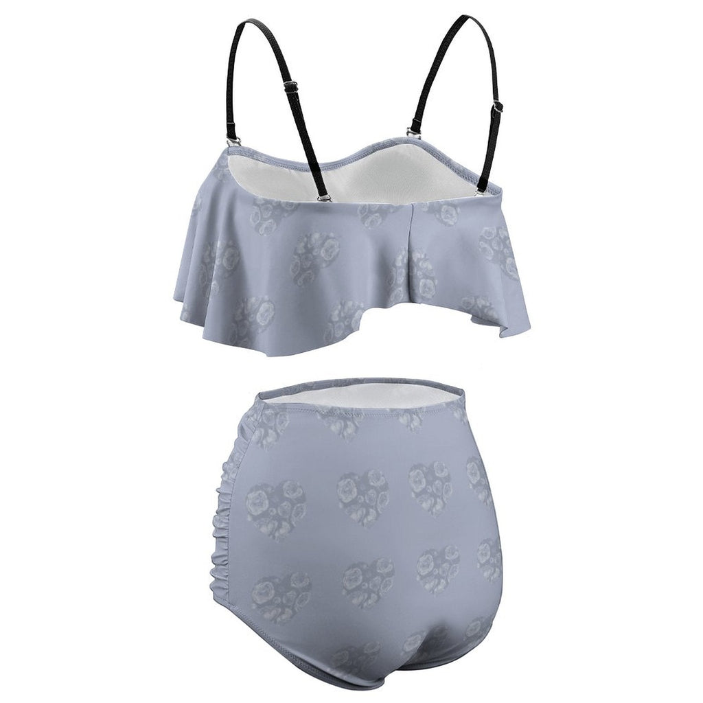 Floral hearts Ruffle Tankini Swimsuit