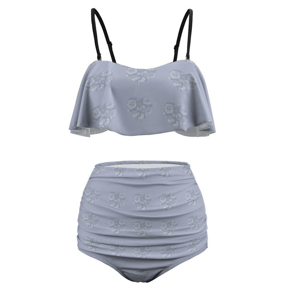 Floral hearts Ruffle Tankini Swimsuit