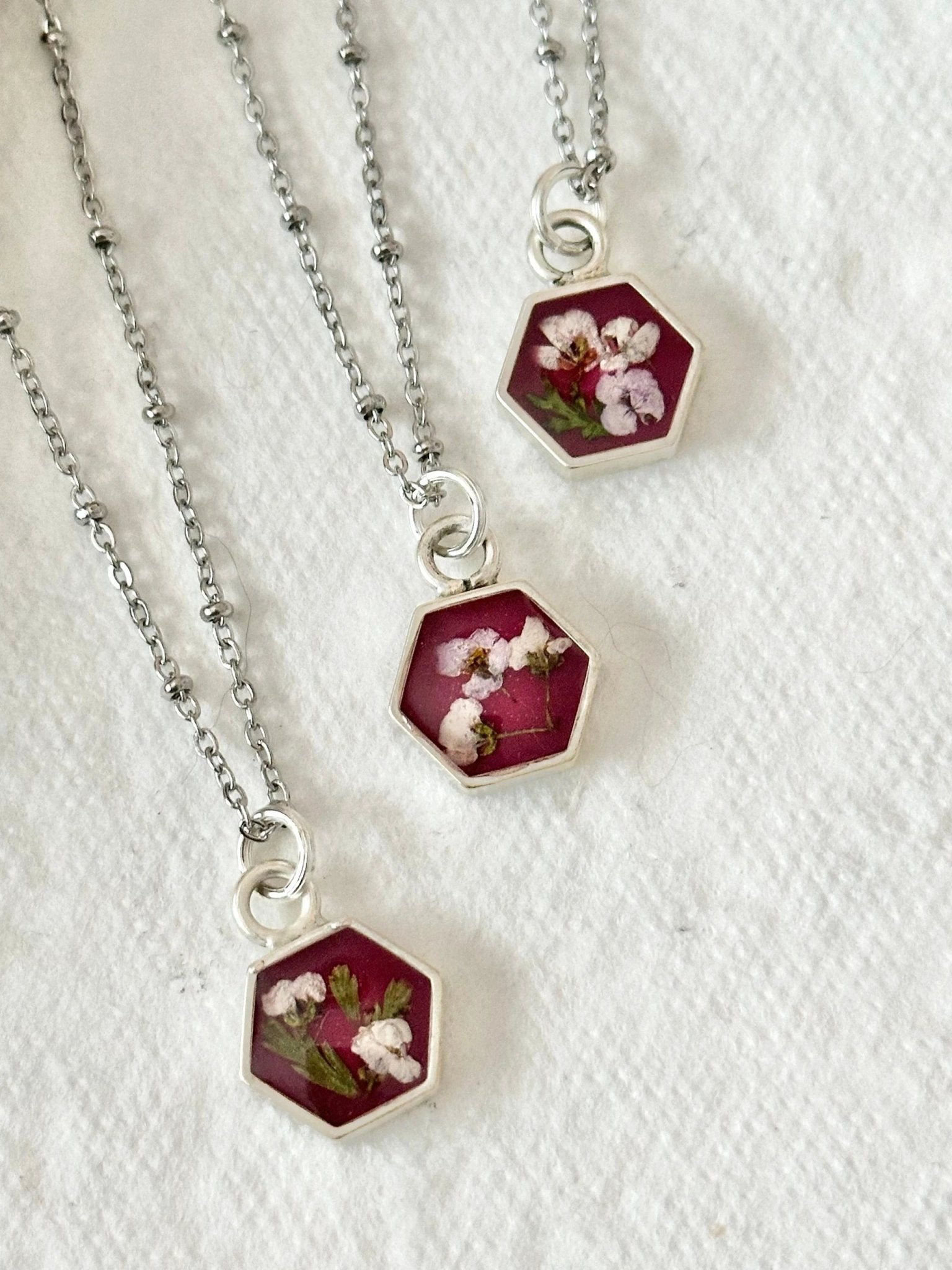 Floral Hexagon Necklace by AdoreJules Designs