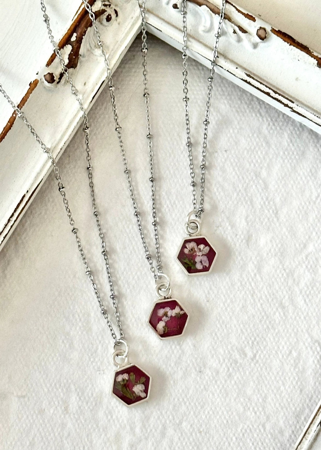 Floral Hexagon Necklace by AdoreJules Designs