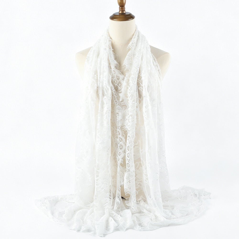 Floral Lace Hijab with Eyelash Fringe Edge(MH237) La Vie Bien Floral Lace Hijab with Eyelash Fringe Edge(MH237)