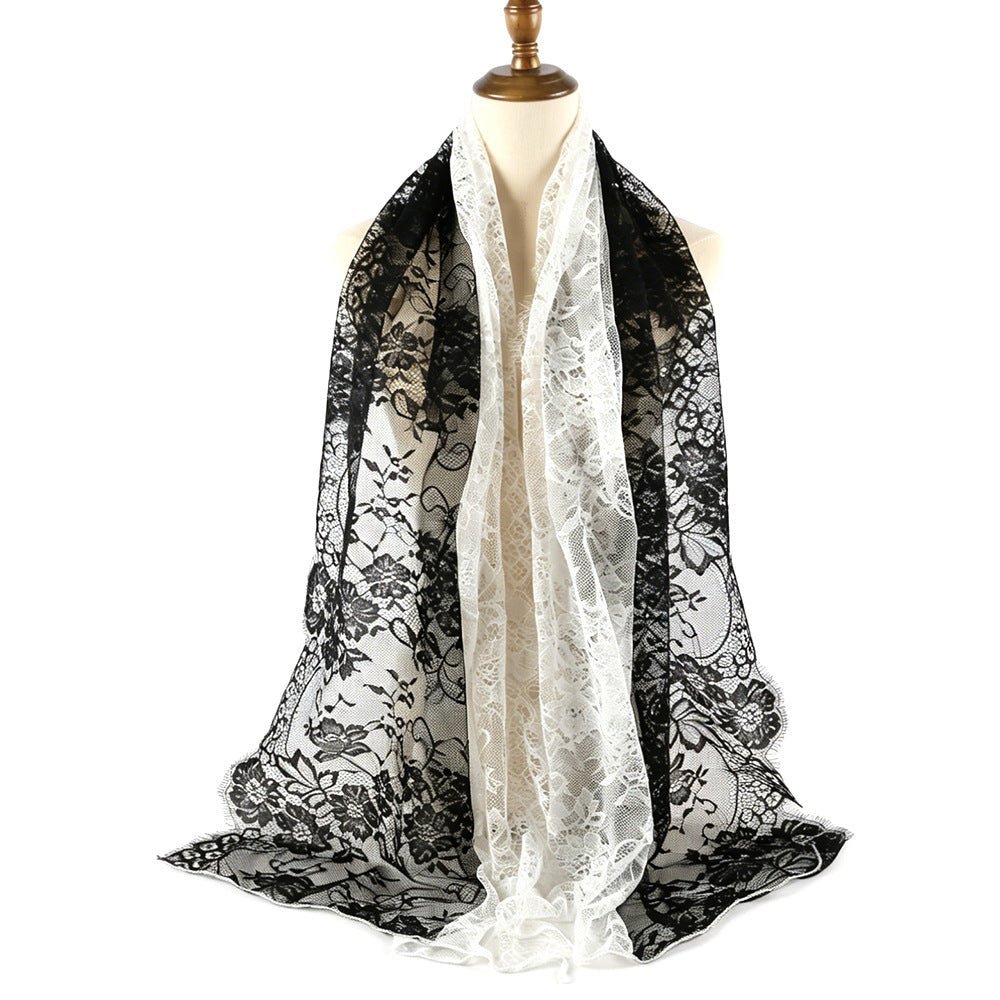 Floral Lace Hijab with Eyelash Fringe Edge(MH237) La Vie Bien Floral Lace Hijab with Eyelash Fringe Edge(MH237)