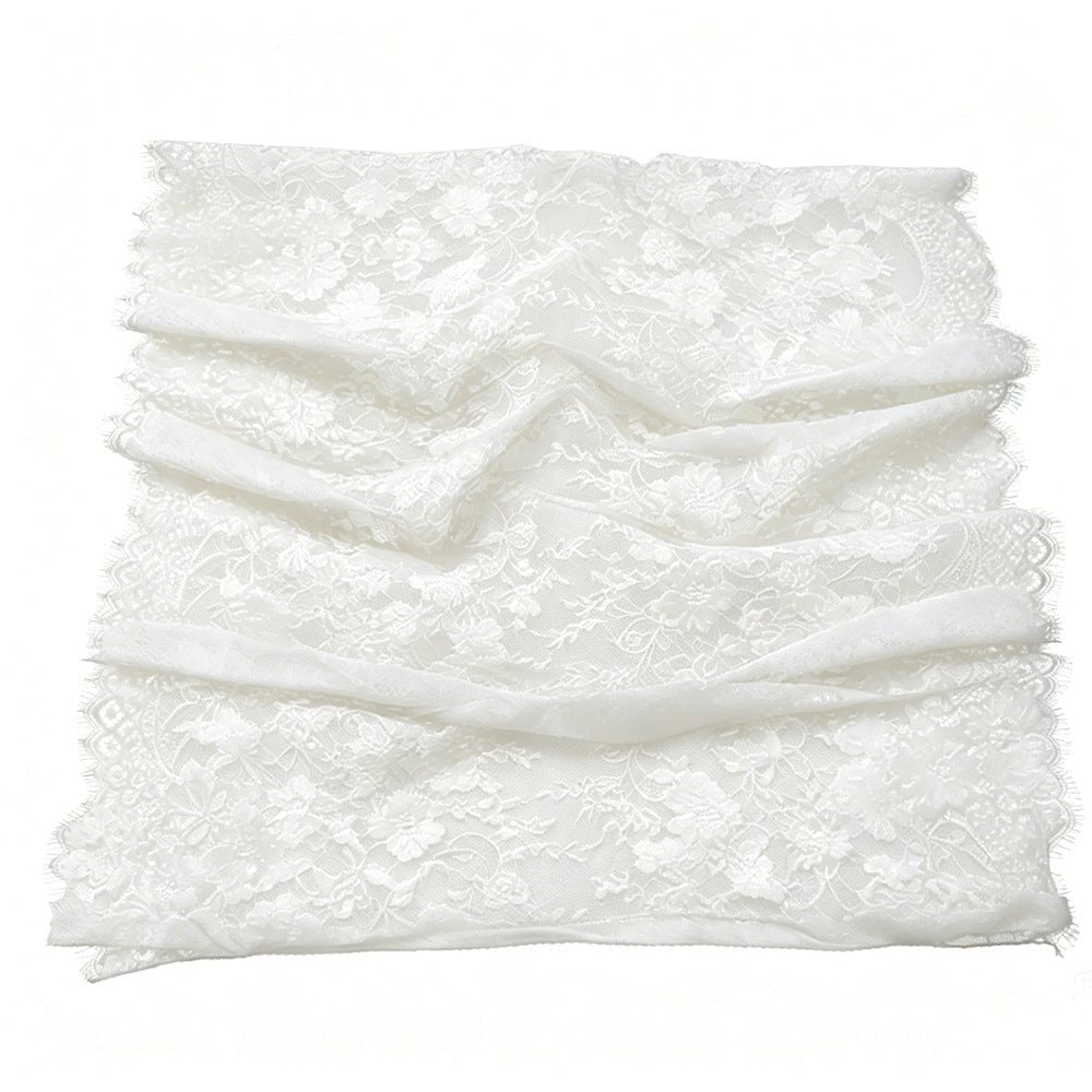 Floral Lace Hijab with Eyelash Fringe Edge(MH237) La Vie Bien Floral Lace Hijab with Eyelash Fringe Edge(MH237)