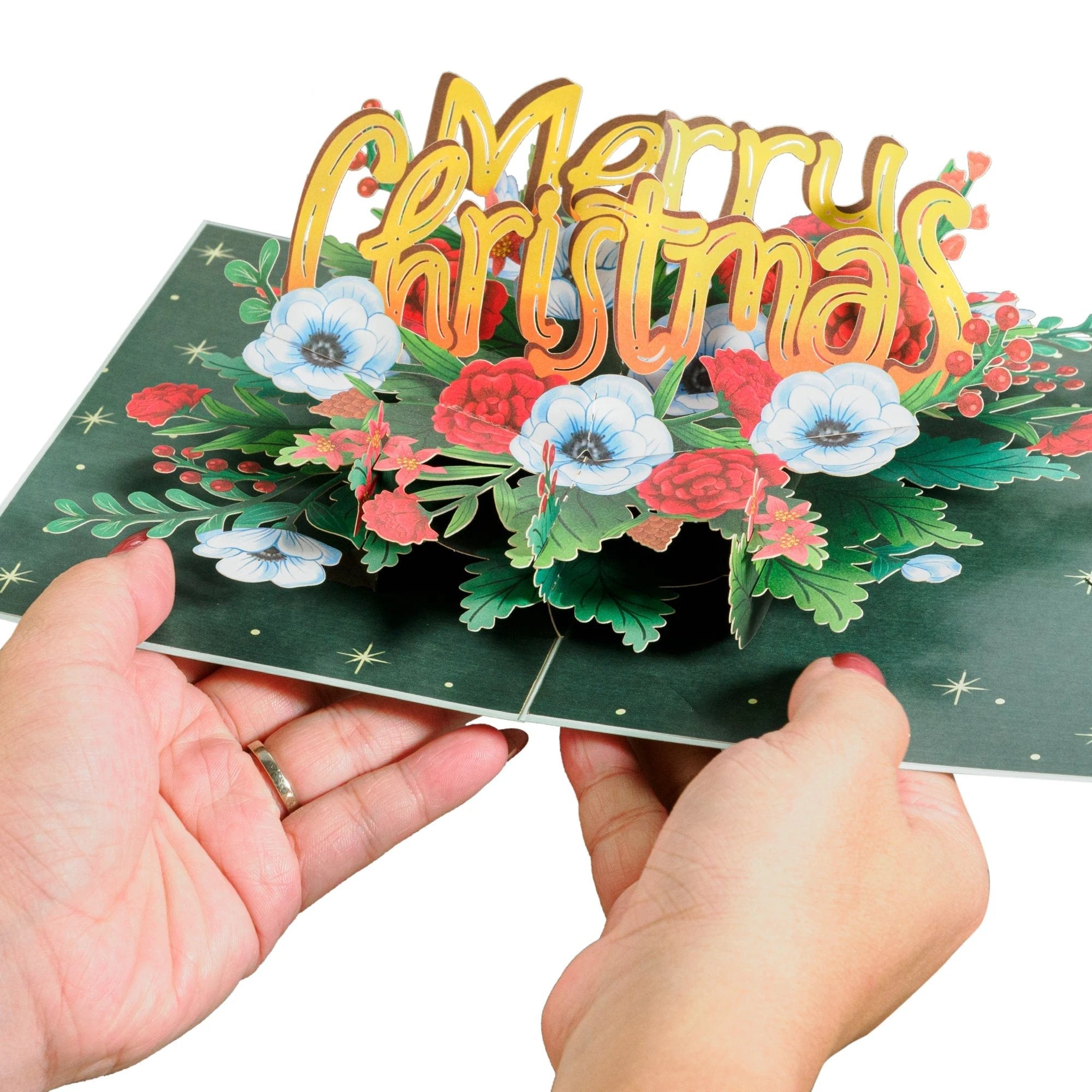 Floral Merry Christmas Pop Up Card by Paper Love
