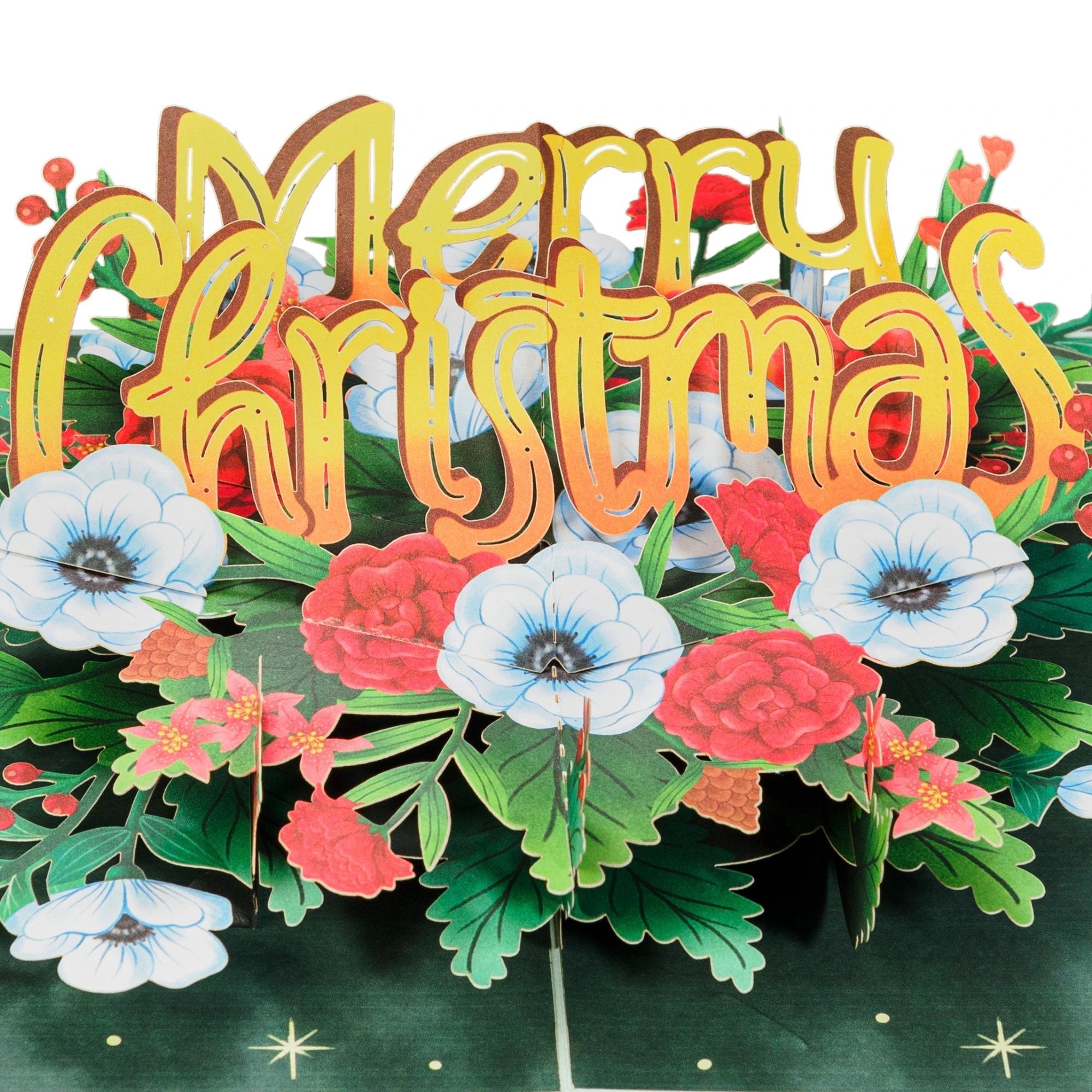 Floral Merry Christmas Pop Up Card by Paper Love