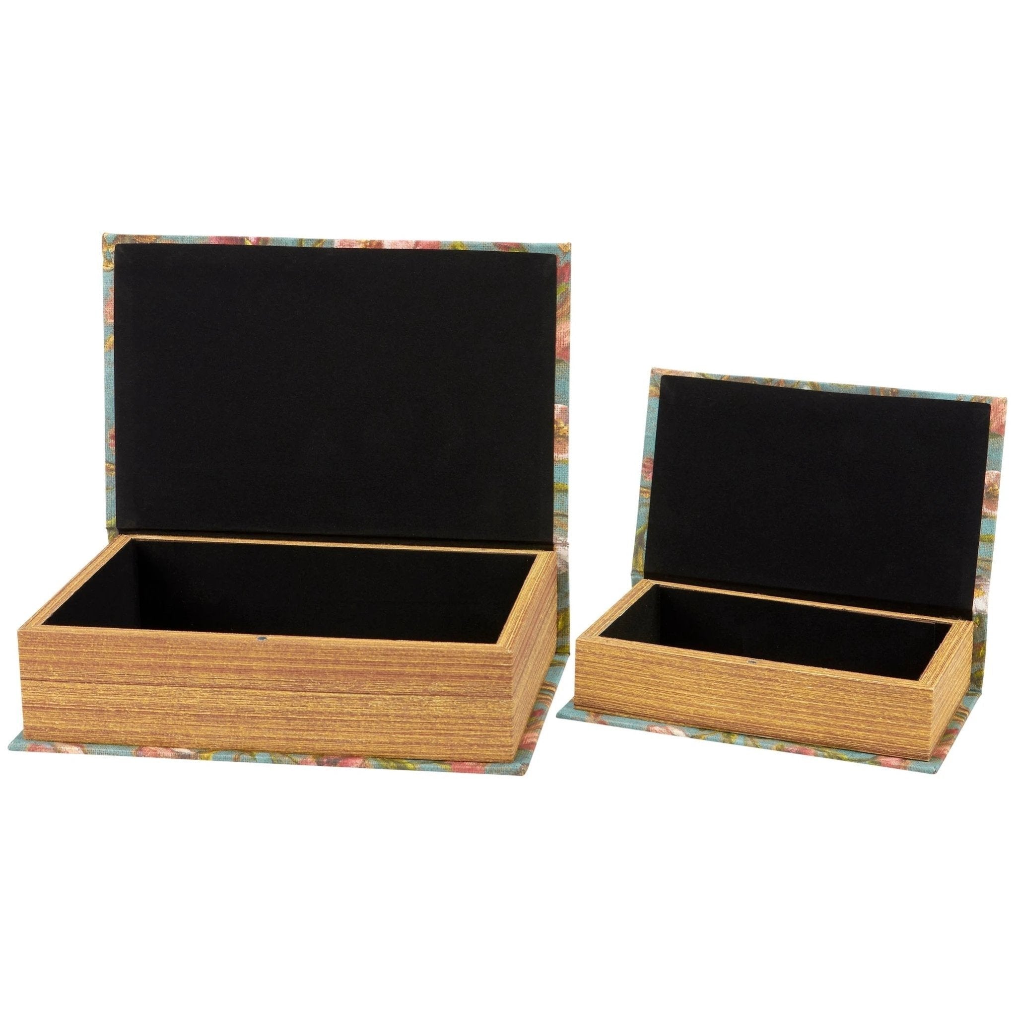 Floral Nouveau Book Box Set Of 2 | Vintage Designs Book Shaped Trinket Storage Box by The Bullish Store