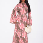 Floral Print Washed Crinkle Maxi Dress(MS437)