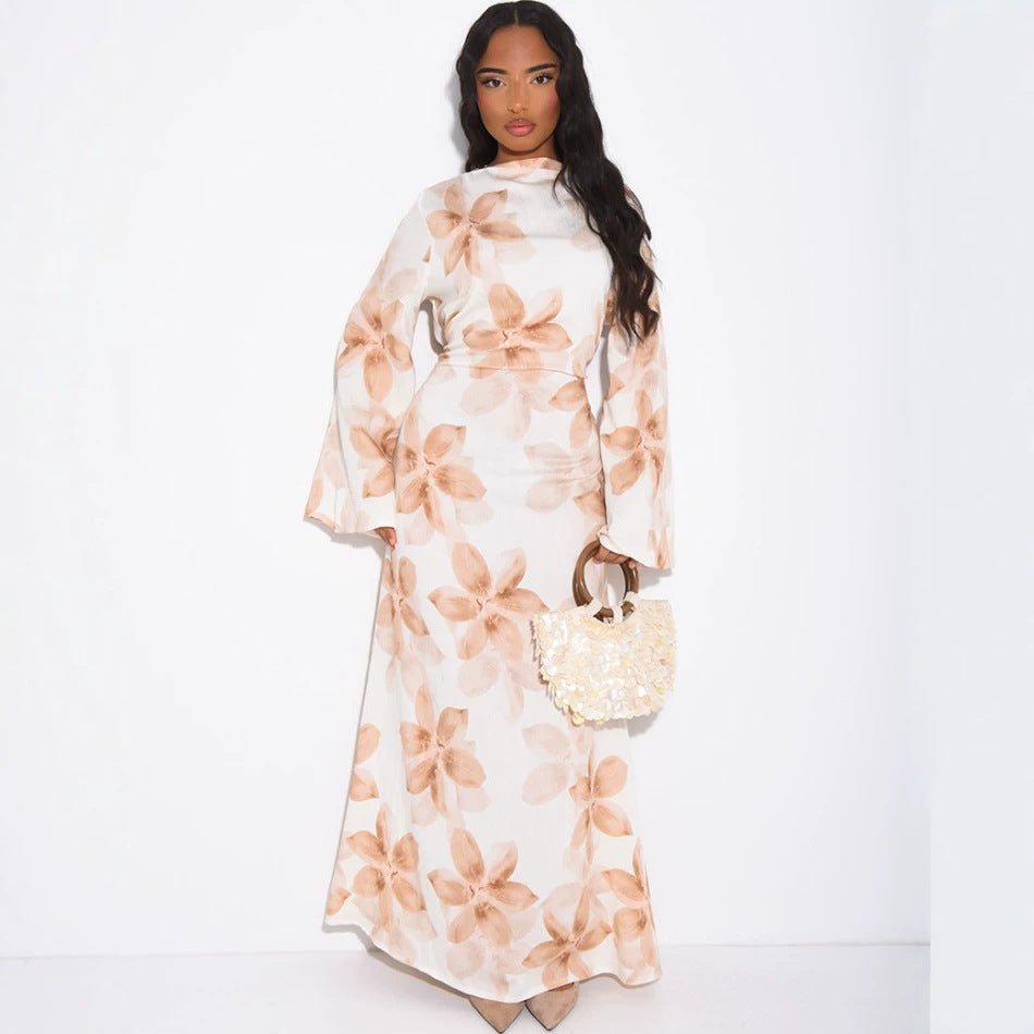 Floral Print Washed Crinkle Maxi Dress(MS437) La Vie Bien Floral Print Washed Crinkle Maxi Dress(MS437)