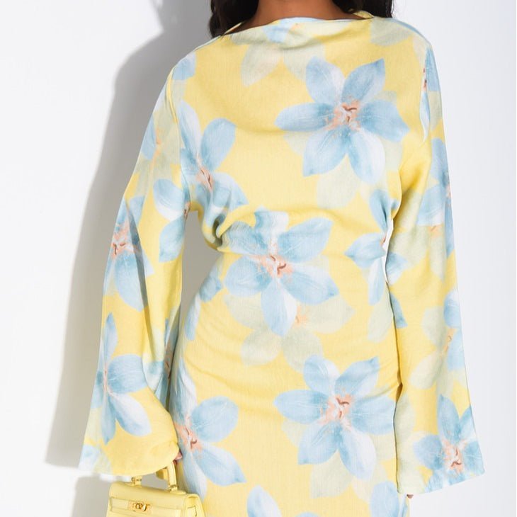 Floral Print Washed Crinkle Maxi Dress(MS437) La Vie Bien Floral Print Washed Crinkle Maxi Dress(MS437)