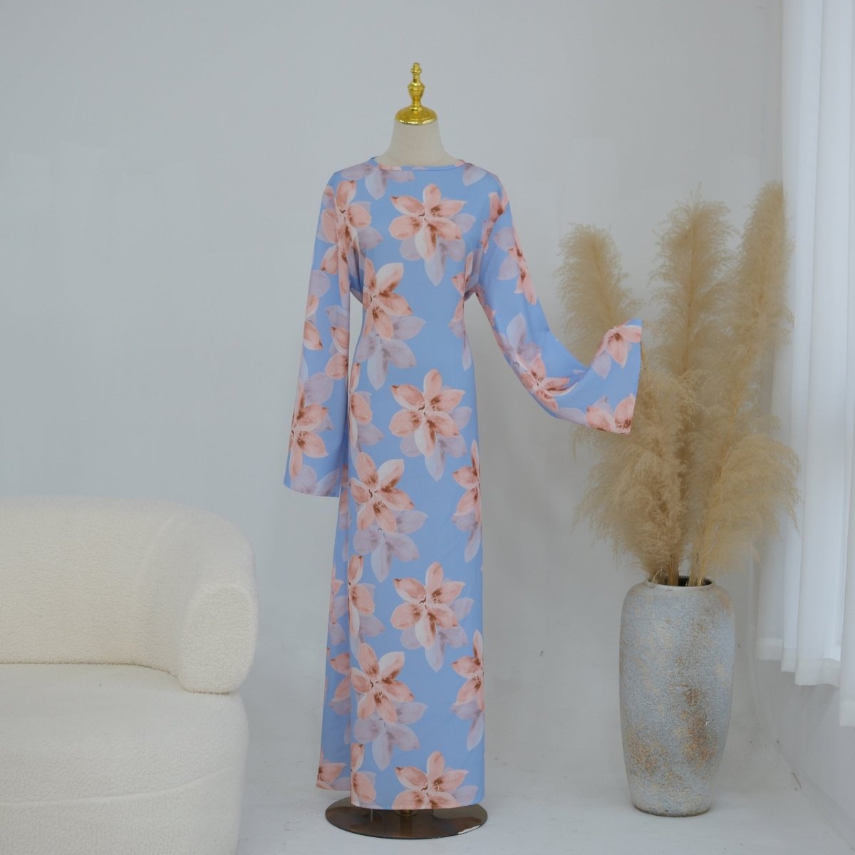 Floral Print Washed Crinkle Maxi Dress(MS437) La Vie Bien Floral Print Washed Crinkle Maxi Dress(MS437)
