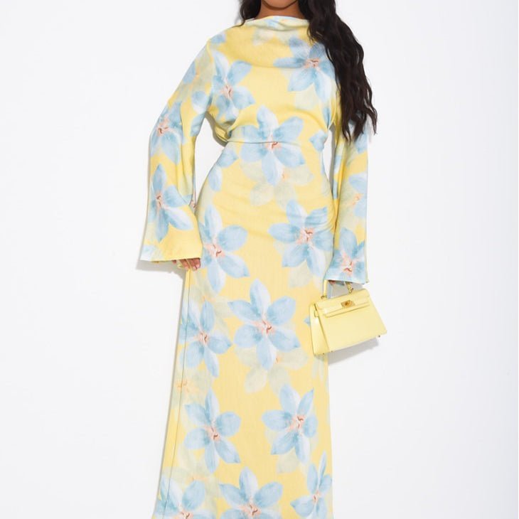 Floral Print Washed Crinkle Maxi Dress(MS437) La Vie Bien Floral Print Washed Crinkle Maxi Dress(MS437)