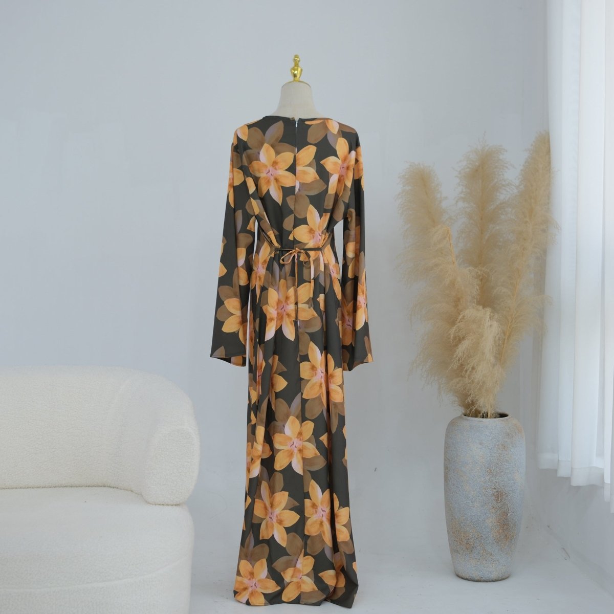 Floral Print Washed Crinkle Maxi Dress(MS437) La Vie Bien Floral Print Washed Crinkle Maxi Dress(MS437)