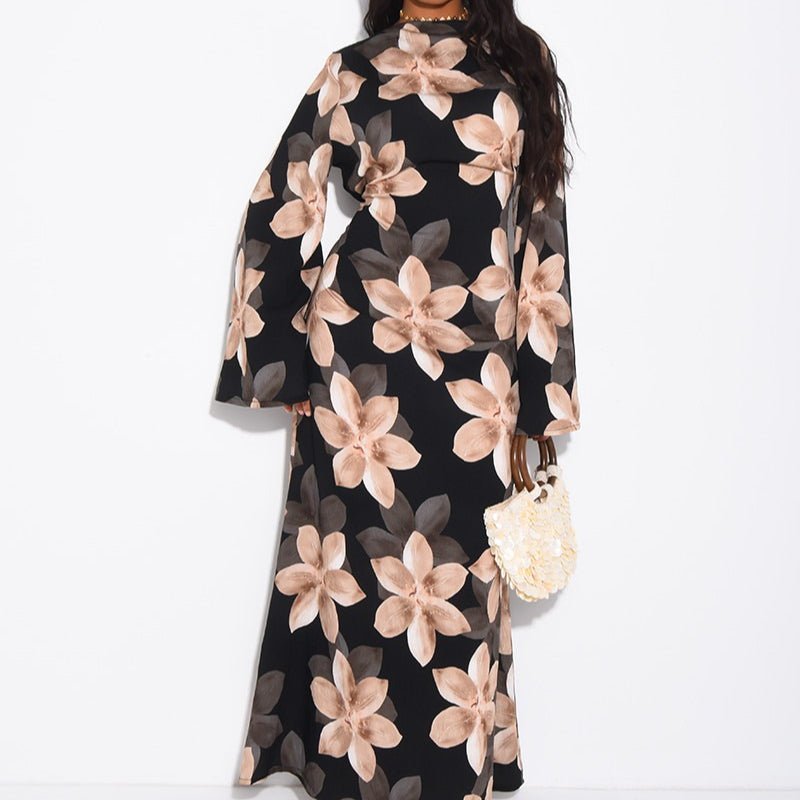 Floral Print Washed Crinkle Maxi Dress(MS437) La Vie Bien Floral Print Washed Crinkle Maxi Dress(MS437)