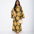 Floral Print Washed Crinkle Maxi Dress(MS437) La Vie Bien Floral Print Washed Crinkle Maxi Dress(MS437)