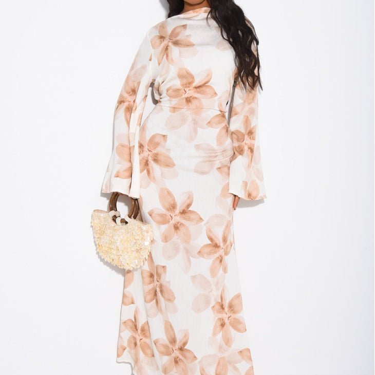 Floral Print Washed Crinkle Maxi Dress(MS437) La Vie Bien Floral Print Washed Crinkle Maxi Dress(MS437)