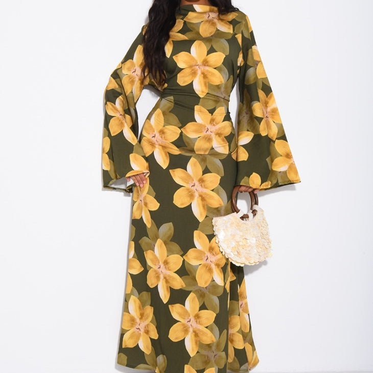 Floral Print Washed Crinkle Maxi Dress(MS437) La Vie Bien Floral Print Washed Crinkle Maxi Dress(MS437)