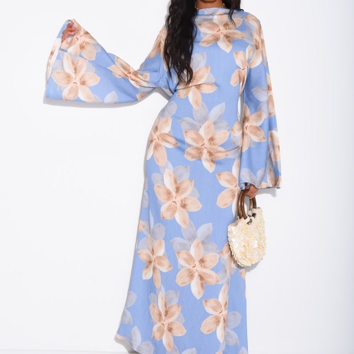 Floral Print Washed Crinkle Maxi Dress(MS437) La Vie Bien Floral Print Washed Crinkle Maxi Dress(MS437)